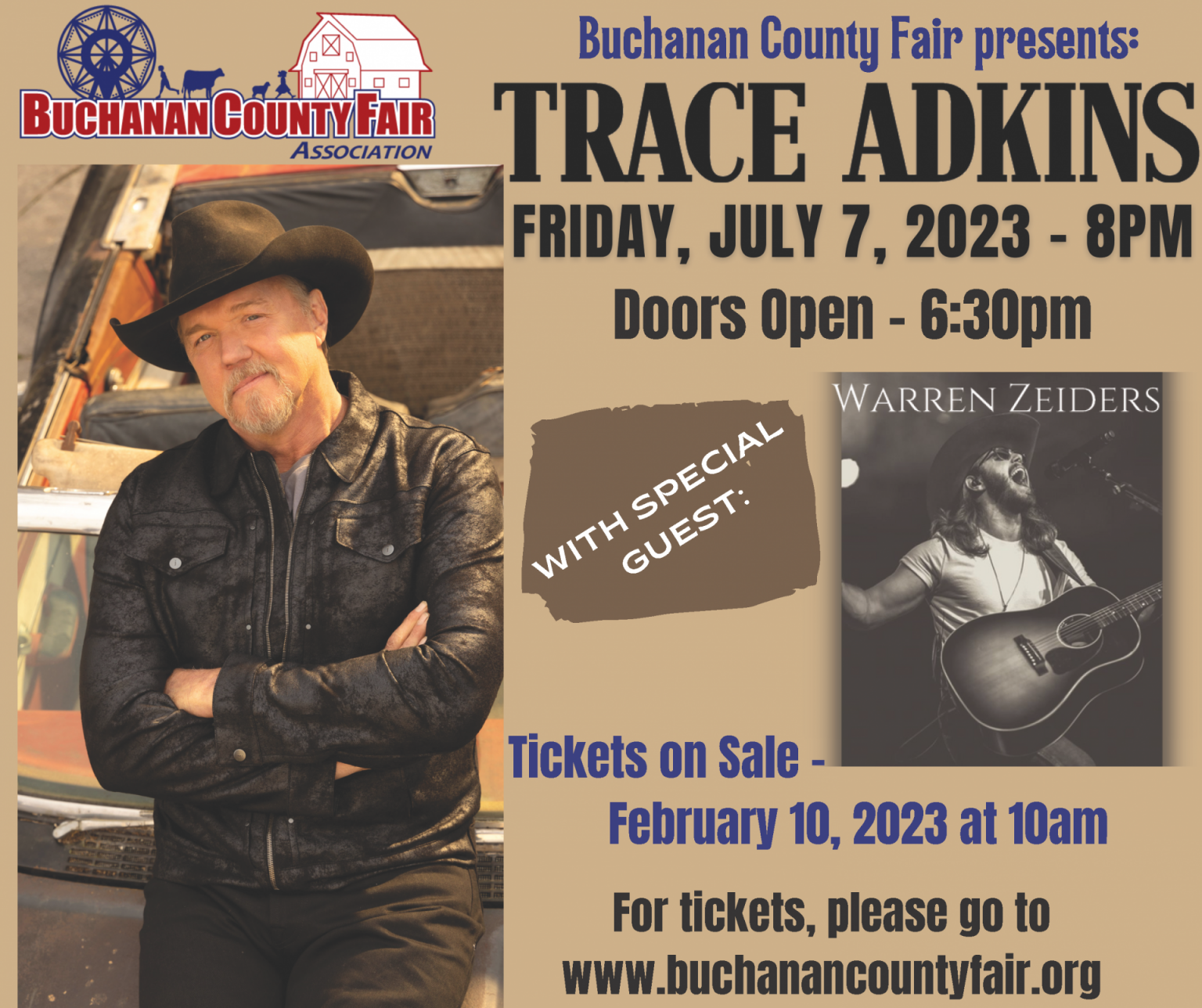 2025 Concert Trace Adkins Friday, July 7th Buchanan County Fair